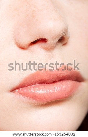 Human nose and lips close up
