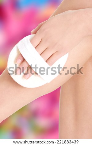 Beautiful and smooth female\'s leg being pampered. Spa concept.