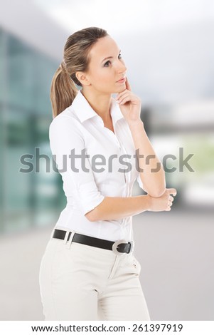 Beautiful young student,business woman thinking