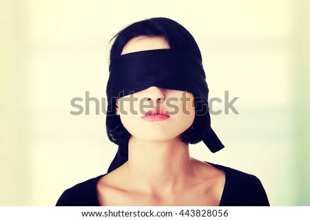 Portrait Of The Young Woman Blindfold Stock Photo 443828056 : Shutterstock