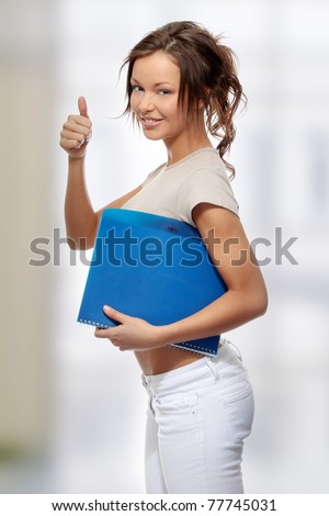 Student woman with note pad