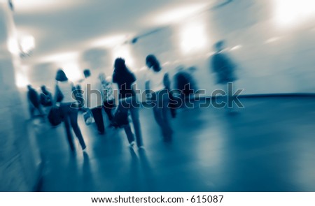 Abstract crowd in a rush hour in the underground