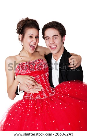 A Young Man Sweeps His Prom Date Off Her Feet. Stock Photo 28636243 ...