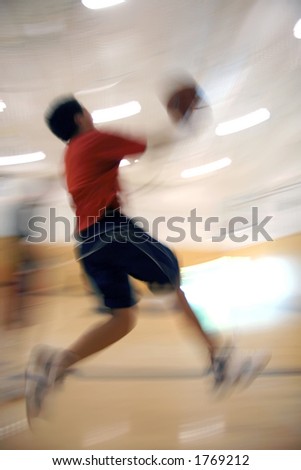 Action blur of basketball player