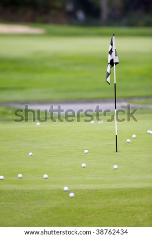 Practice green with compliment of practice balls