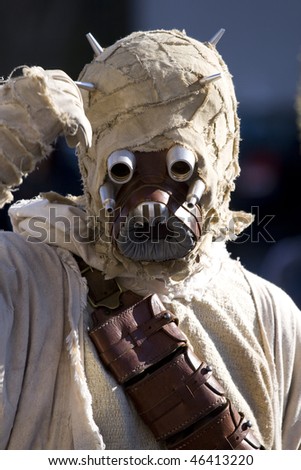 OTTAWA-NOV 17: A sand person waves at the crowd from a Star Wars inspired float during the annual Santa Claus Parade Nov 17, 2007 in Ottawa.