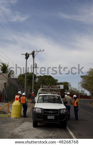 LA LIBERTAD, EL SALVADOR - FEB 25: Power is gone for over 8 hours, when a long section of lines need to be replaced for corrosion on Feb 25, 2010 in La Libertad, El Salvador.