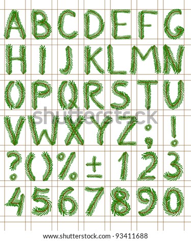 Fir tree green font include numbers and punctuation mark