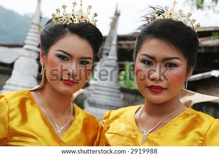 Thai women in traditional clothing during in a parade, Phuket, Thailand - EDITORIAL