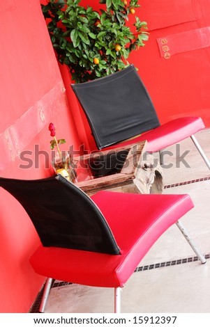 Bright red living room chairs - home interiors.