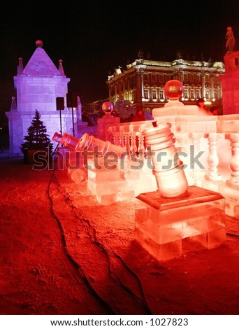 Russia. Saint Petersburg. Ice Palace on the Palace Square, exact copy of Palace, which was built in 1740.