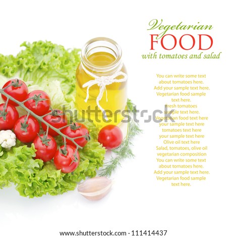 Fresh vegetables isolated on white with sample text