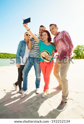 Similar – Image, Stock Photo Selfportrait in the beach with a beautiful sky