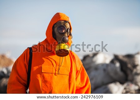 Portrait of recycling worker on the landfill