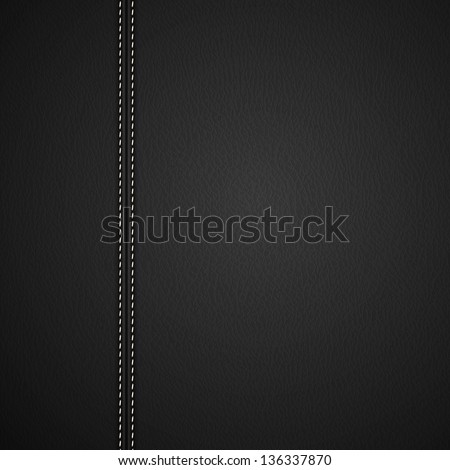 Black Leather background with white stitches - raster version