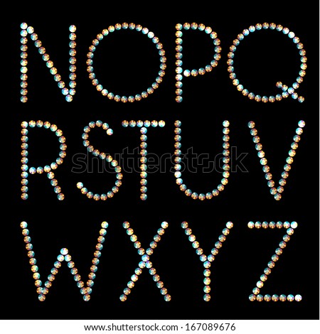 Shiny diamond alphabet letters - uppercase version - raster version