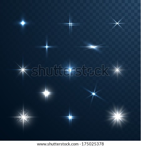 Stars and sparkles - collection of design elements on half-transparent background - eps10 vector