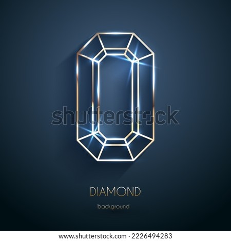 Abstract luxury template with golden diamond outlined shape - eps10 vector