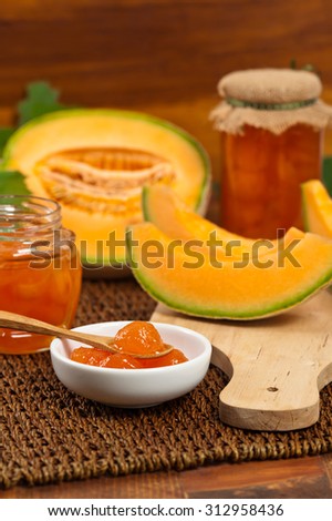 Cantaloupe Melon Compote or Jam. Selective soft focus.