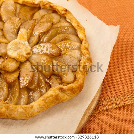 Pear Pie with Brown Sugar. Selective focus.