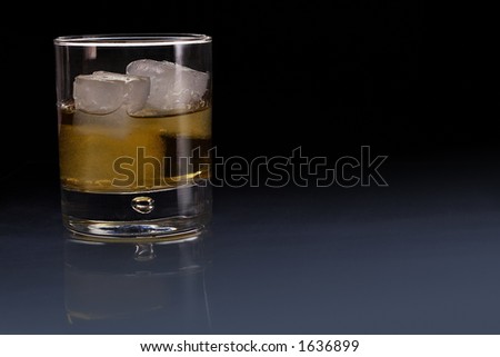 Double scotch whisky with 3 ice cubes