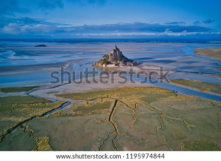 Similar – Image, Stock Photo Bay of Mont Saint-Michel trampled by salt meadows sheep, Brittany, France