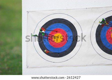 Olympic sport of archery, arrow in the bull