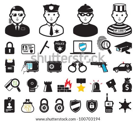 Crime world symbols, set