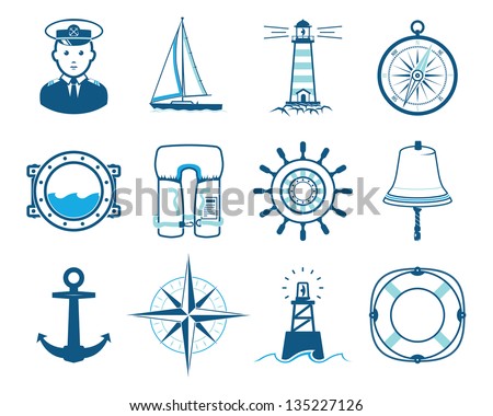 Sea Sailing icons set