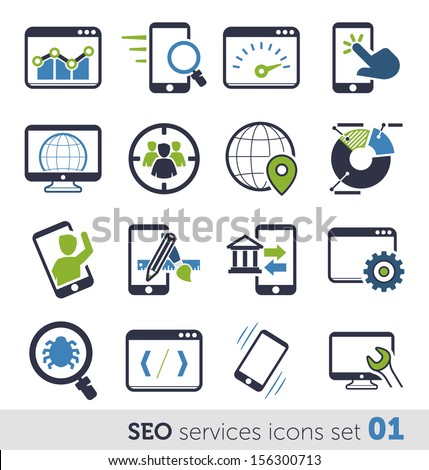 SEO services icons set 01