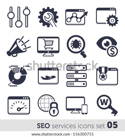 SEO services icons set 05 MONO