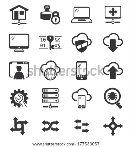 Collection of Network and VPN icons BW