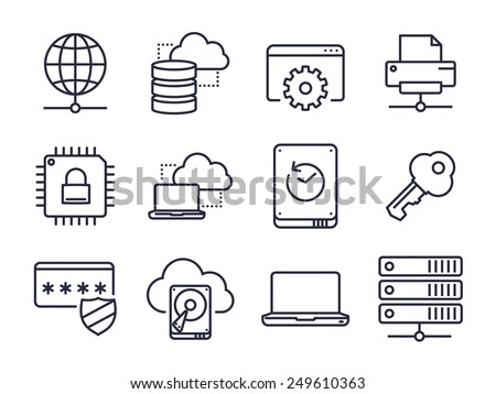 Computer and Network Icons Set 01 // Lines