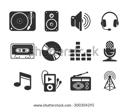 Audio media icons set