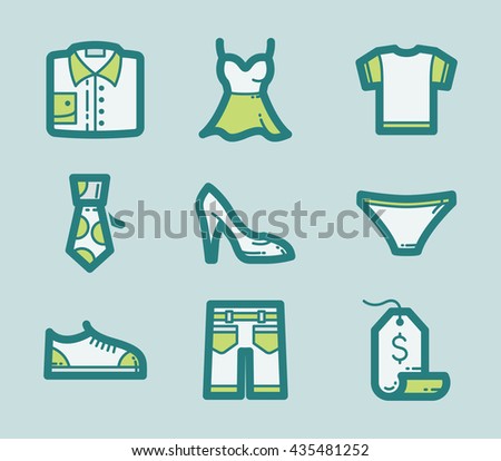Icons Set Of Fashion Clothes Stock Vector Illustration 435481252