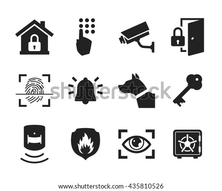 Home Security Icons Set // Black & White