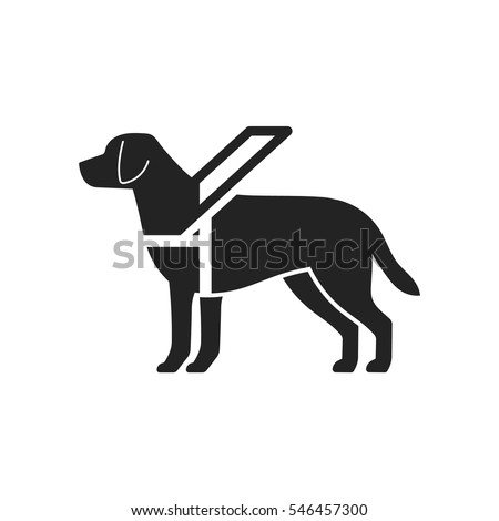 Guide dog icon. Black silhouette of animal.