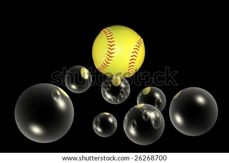 softball baseball with bubbles added
