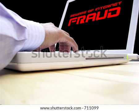 Computer user concerned about internet fraud
