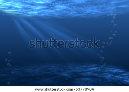 Rays of light underwater,blue background