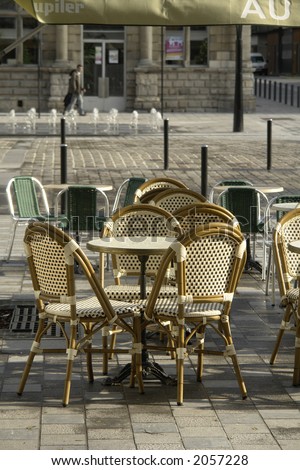 Tables and chairs from a french bar, valenciennes, France.