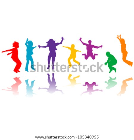 Group Of Hand Drawn Children Silhouettes Jumping Stock Vector 105340955 ...