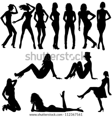 Set Of Sexy Women Silhouettes Stock Vector Illustration 112367561 ...