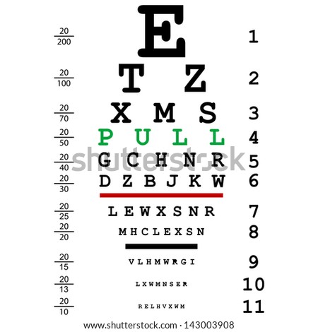 Optical eye test with pull message