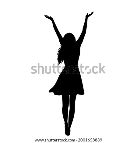 Silhouette of a woman with arms raised enjoy the life