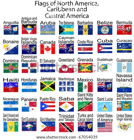 Flags Of North America, Caribbean And Central America Stock Photo ...