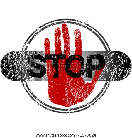 Stamp With Red Hand And Stop Sign Stock Vector Illustration 71579824 ...