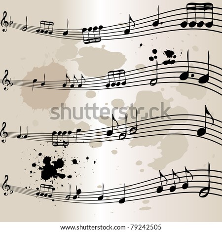 Background with musical notes and splashes