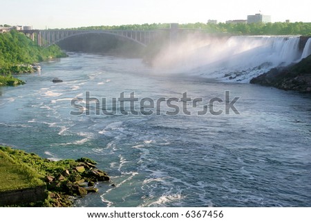 view of Niagara Falls between US and Canada