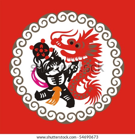 Chinese paper cutting-Chinese new year of the Dragon